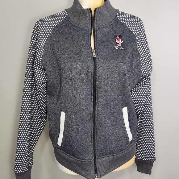 Disney Parks Minnie Mouse Fleece Jacket Size L Fleece Gray vacay - Picture 2 of 10